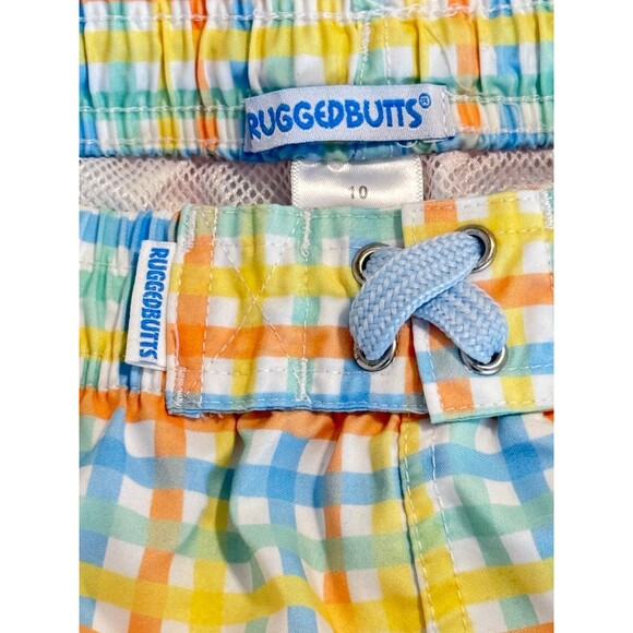 RuggedButts Kids Gingham Swim Trunks - Summertime Gingham- Size 10 - Picture 4 of 4